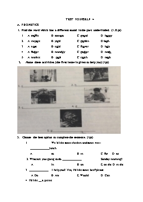 Test yourself 4 - Tiếng Anh Lớp 6